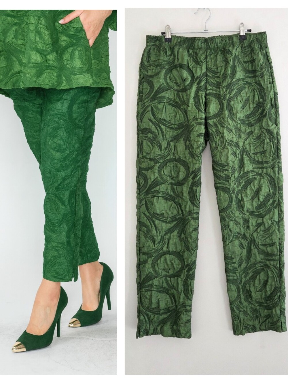 IC Collection Bloom Textured Pant Hunter Green Large